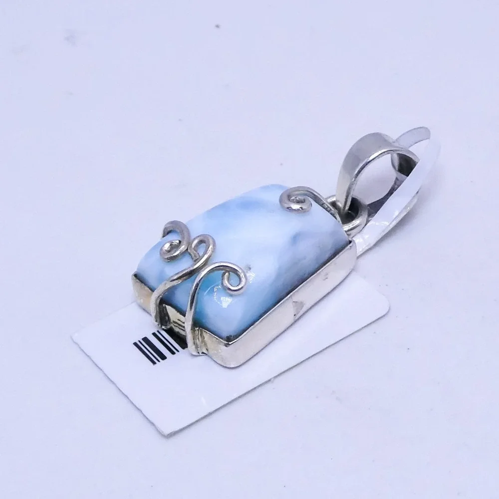 Sterling Silver 925 Blue Larimar Scrolled 1